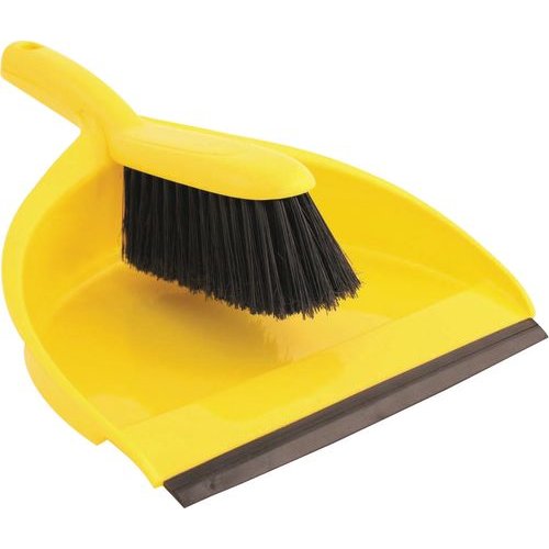 Yellow Plastic Dustpan and Broom Set